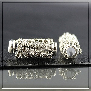 Medium rhinestone-tube-silver plated